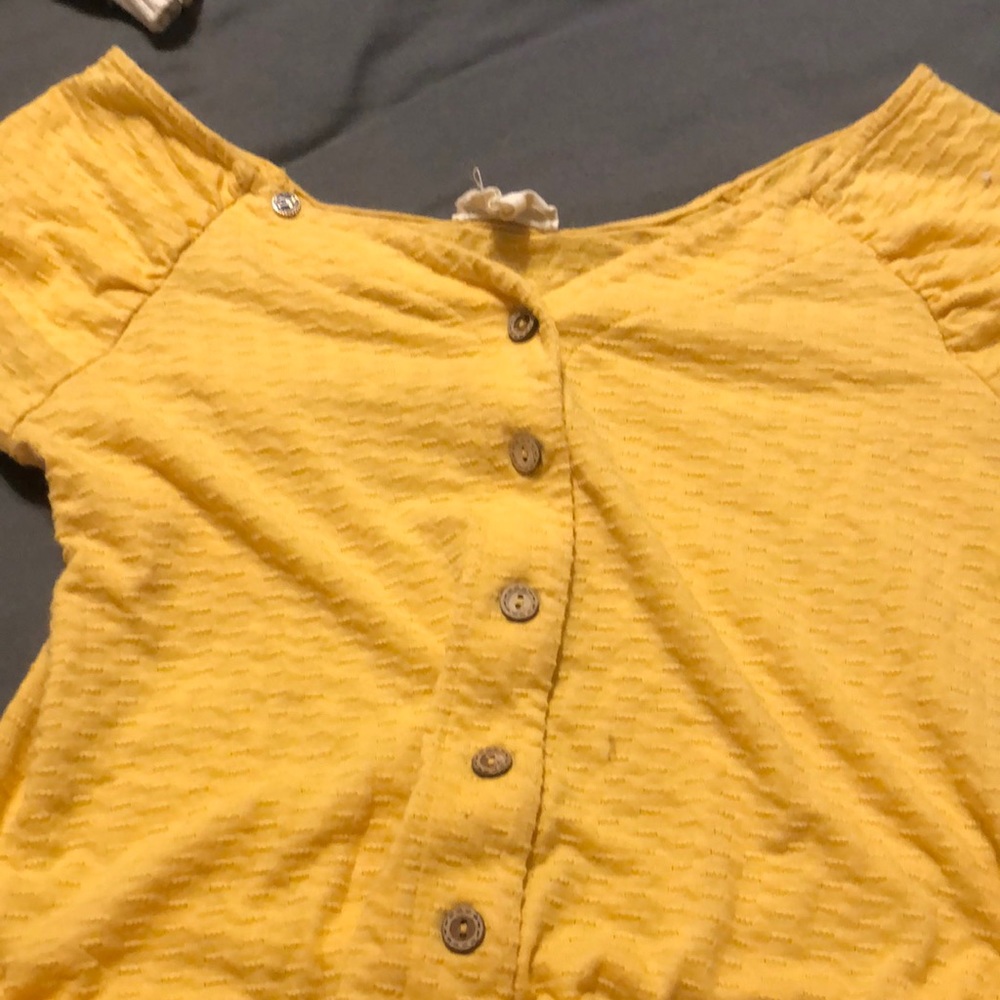 Yellow Button up crop top